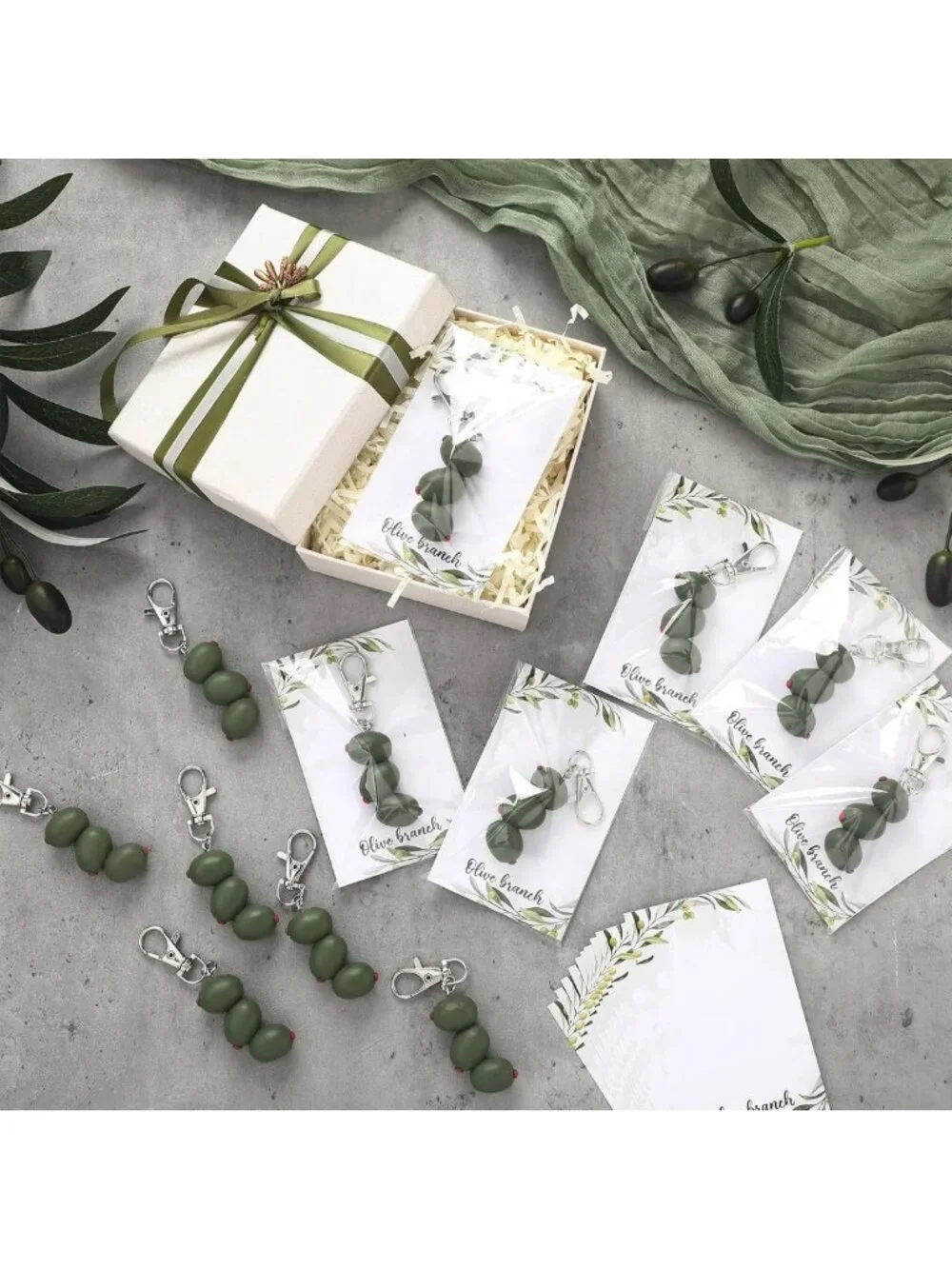 3D Olive Keychain Set - 16 Packs for Bachelorette Party Favors, Birthdays